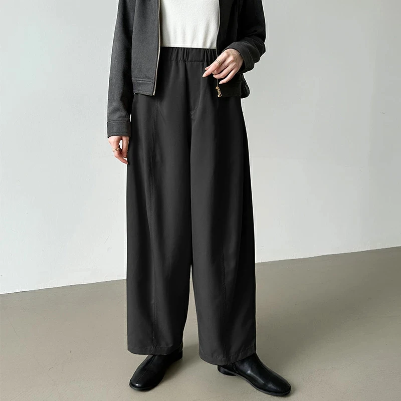 Pantaloni da donna larghi casual Vita elastica Autunno Inverno Pantaloni a gamba larga Dra Sle Versatile effetto dimagrante Sle coreano