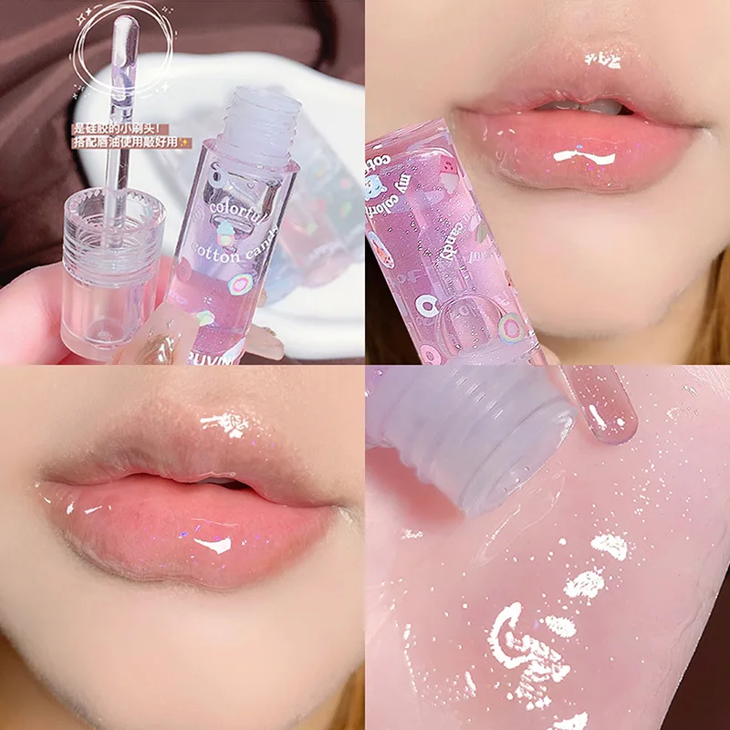 4 Farben Glitzer Spiegel Lip gloss Gelee Kristall transparent befeuchten praller wasserdichtes langlebiges flüssiges Lippenstift Make-up