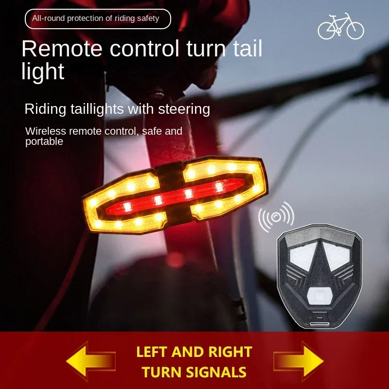 Fanale posteriore per bici wireless con indicatori di direzione Lanterna di sicurezza con telecomando ricaricabile di tipo C per ciclismo notturno