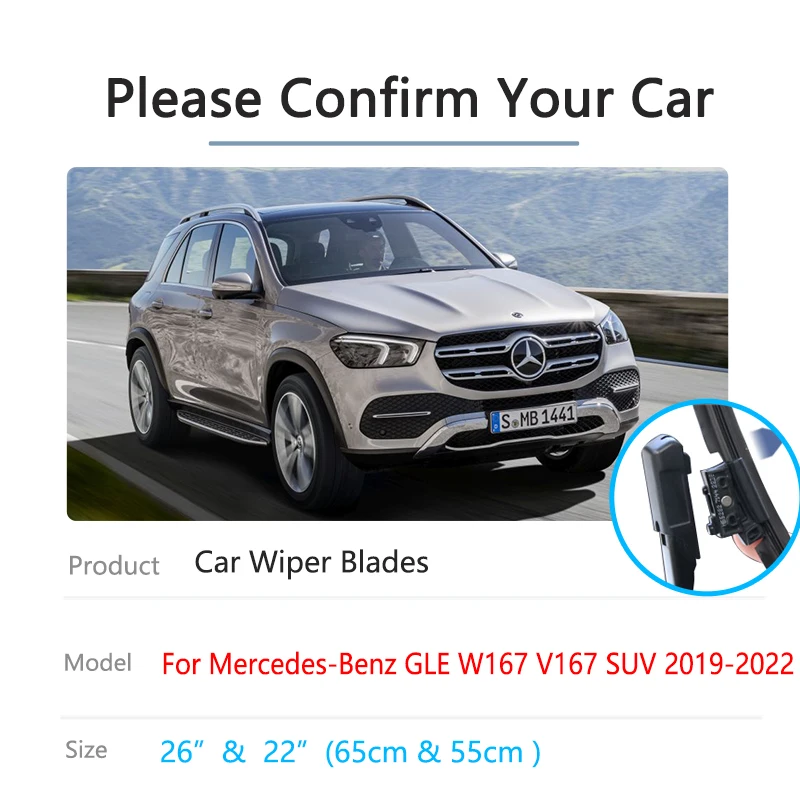 Per Mercedes-Benz GLE W167 V167 SUV 2019 2020 2021 2022 Anteriore Posteriore Set Finestra Senza Telaio Spazzole Tergicristallo In Gomma Auto Parti