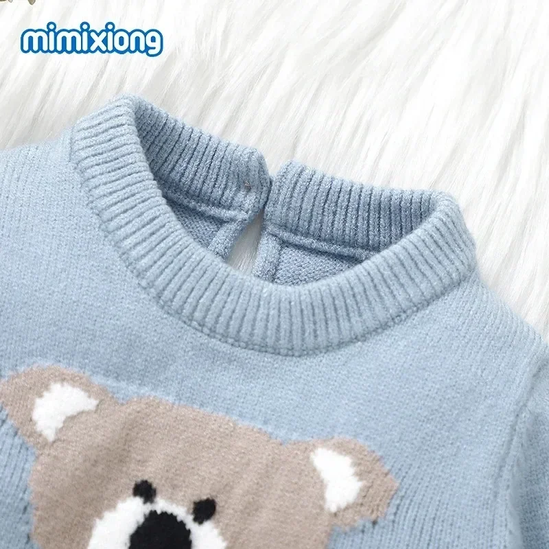 Baby Rompers Blue Long Sleeve Knit Set 0-9m Infant Jumpsuits Winter Wear Spring Autumn Newborn Boys Outwear Rompers Hats Clothes