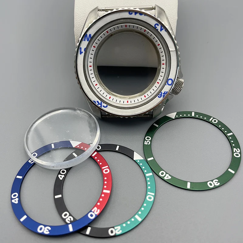

42mm Silver Watch Case SKX007 With Sapphire Crystal Glass Fit for NH35 NH36 NH38 4R 7S Movement 28.5mm Dial Modified Watch Cases