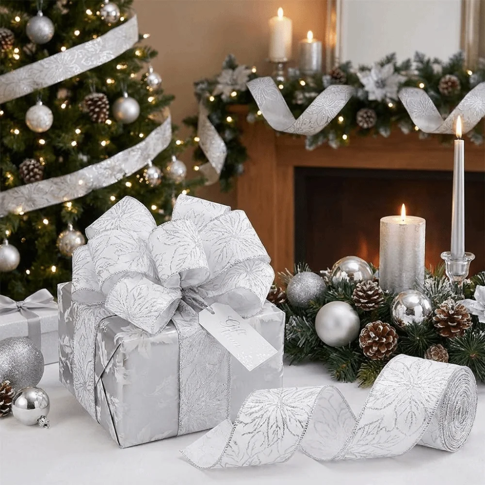 Embroidery Xmas Decorations - Cinta de encaje bordada con flores