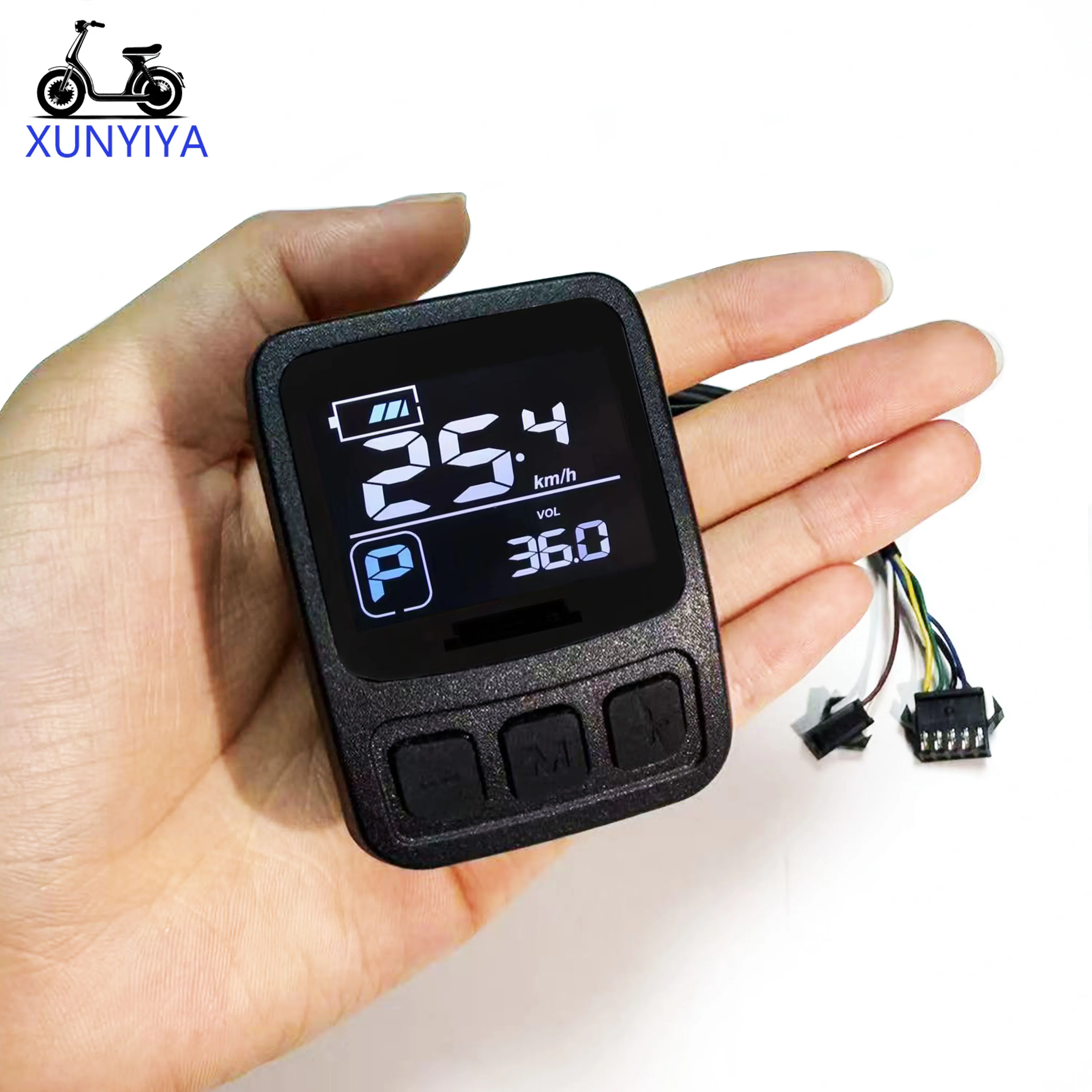 24V/36V/48V/60V Color LCD Multifunctional Instrument Panel for E-bike, Communicate Protocol UART No.2，5+2pin, Line Length 1400mm