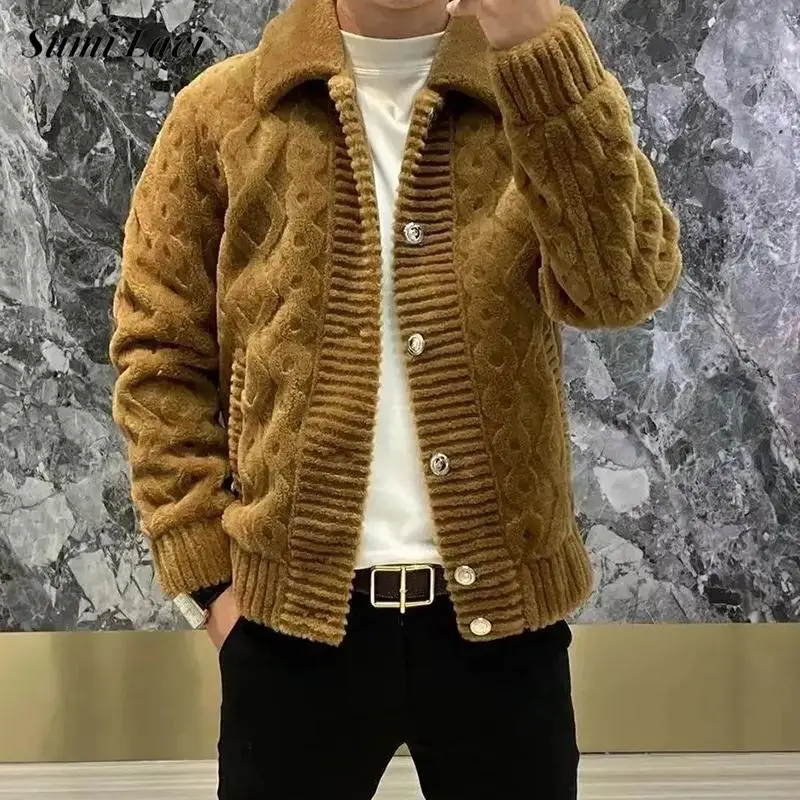 

Зимние пальто для мужчин, теплая утолщенная пушистая уютная флисовая куртка, осенняя мужская повседневная повседневная куртка на молнии с отложным воротником, куртки