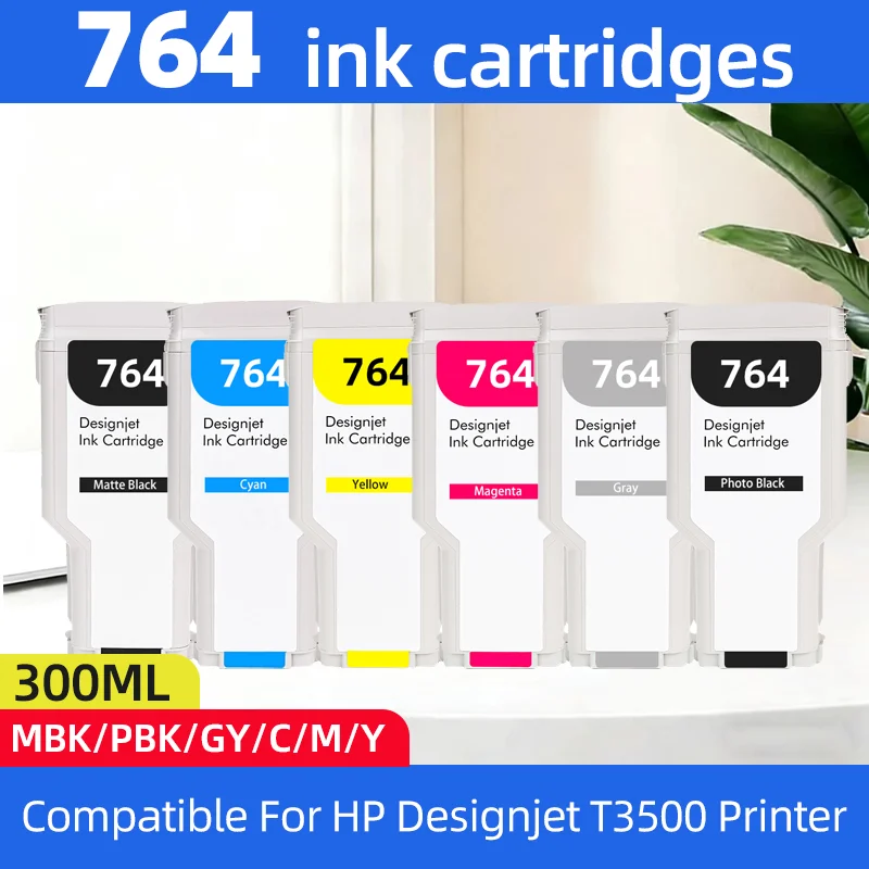 

Картридж с чернилами 300 мл/шт. 764, совместимый с принтером HP Designjet T3500, C1Q13A, C1Q14A, C1Q15A, C1Q16A, C1Q17A, C1Q18A