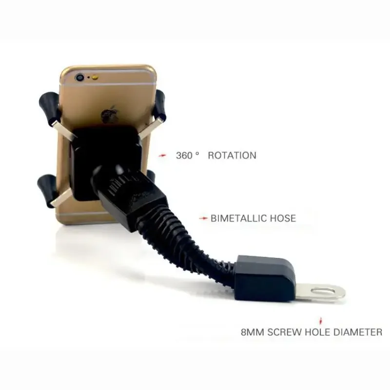 Universal Motorcycle Mount Bicycle Phone Holder 360 Rotatable Adjustable Rear View Mirror Mount for iPhone Samsung Xiaomi Huawei