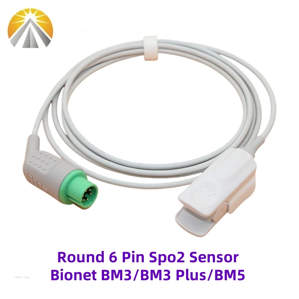 

Bionet SpO2 Sensor Compatible Round 6 Pin Reusable Pulse Oximeter Heart Rate Probe Adult Neonate Child Vet Use BM3 BM3 Plus BM5