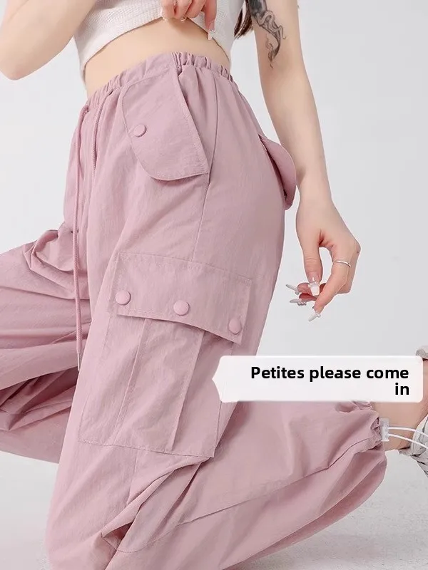 

Американские рабочие брюки Sle, женские летние свободные брюки с широкими штанинами и манжетами 50, спортивные брюки с высокой талией на молнии