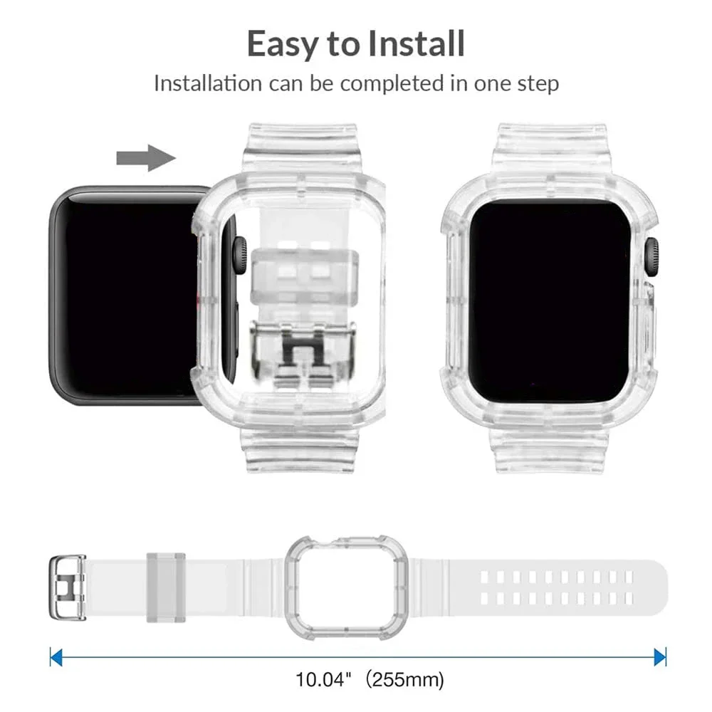 TPU Cover+Strap for Apple Watch Band 41mm 40mm 46mm 45mm 44m 42mm 49mm Clear Bracelets Shockproof iWatch 10 10 9 Ultra 8 7 6 5 4