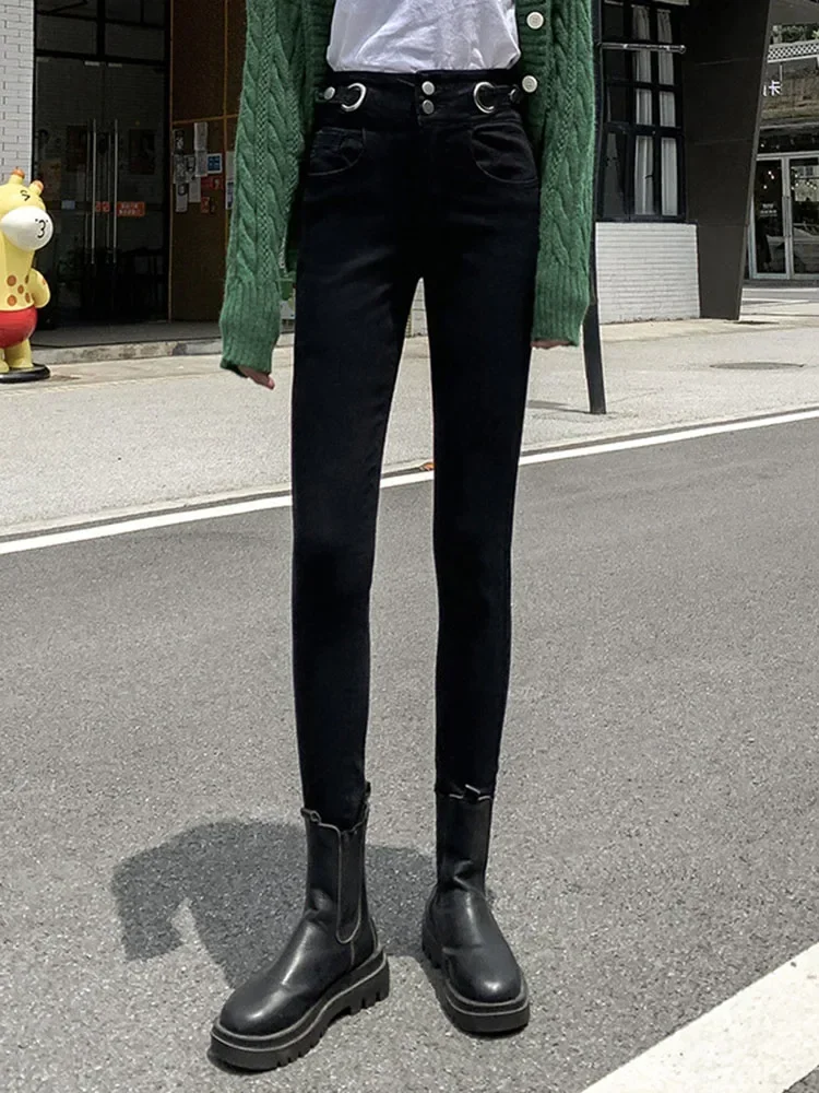 Femmes Chic taille haute maigre crayon jean nouveau coréen Streetwear décontracté Stretch Denim pantalon printemps automne Vintage mince Kot Pantolon