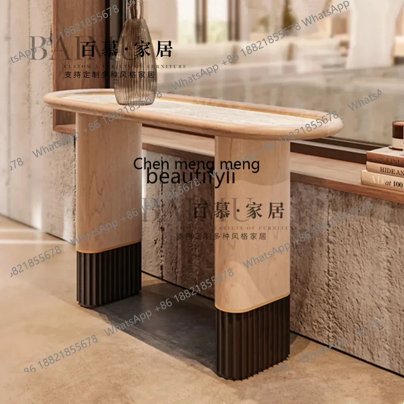 New arrive Italian light luxury marble solid wood entrance table hotel clubhouse corridor end view table model room entrance pla