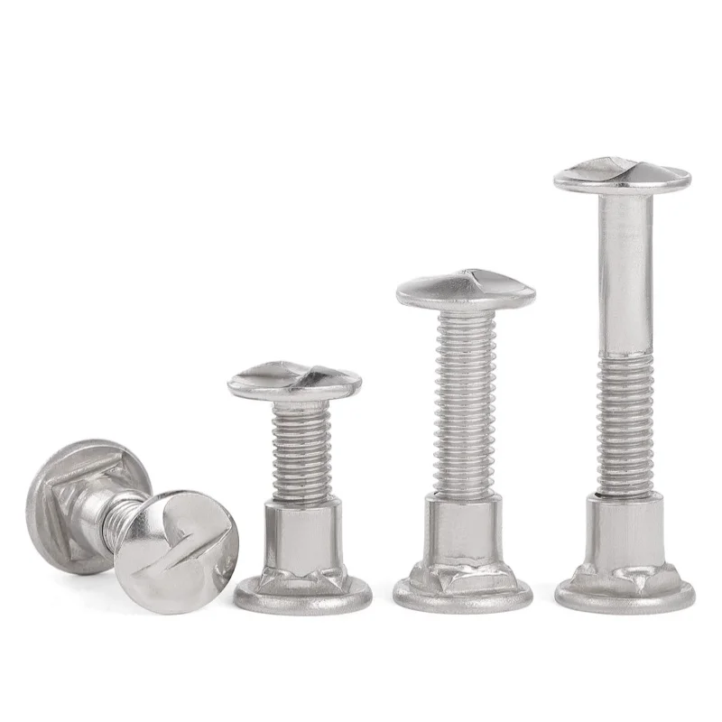 201 Stainless Steel M6 Truss Round Head Square Neck Carriage Screw Security Nuts Anti-theft Screw For Fence Guardrail Railing