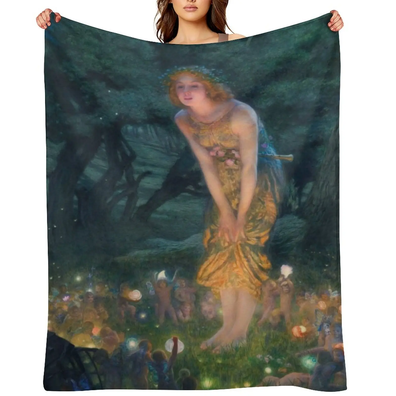 

Midsummer Eve by Edward Robert Hughes Throw Blanket Decoratives Shaggy Soft Big Beautifuls Blankets