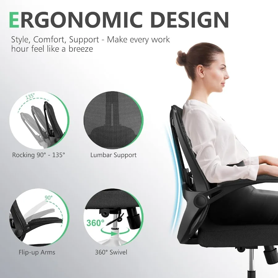 Executive Office Chair Ergonomic Comfort Home Desk Chair with Mid Back Design Gaming-Style Chair Featuring Adjustable Height Bu