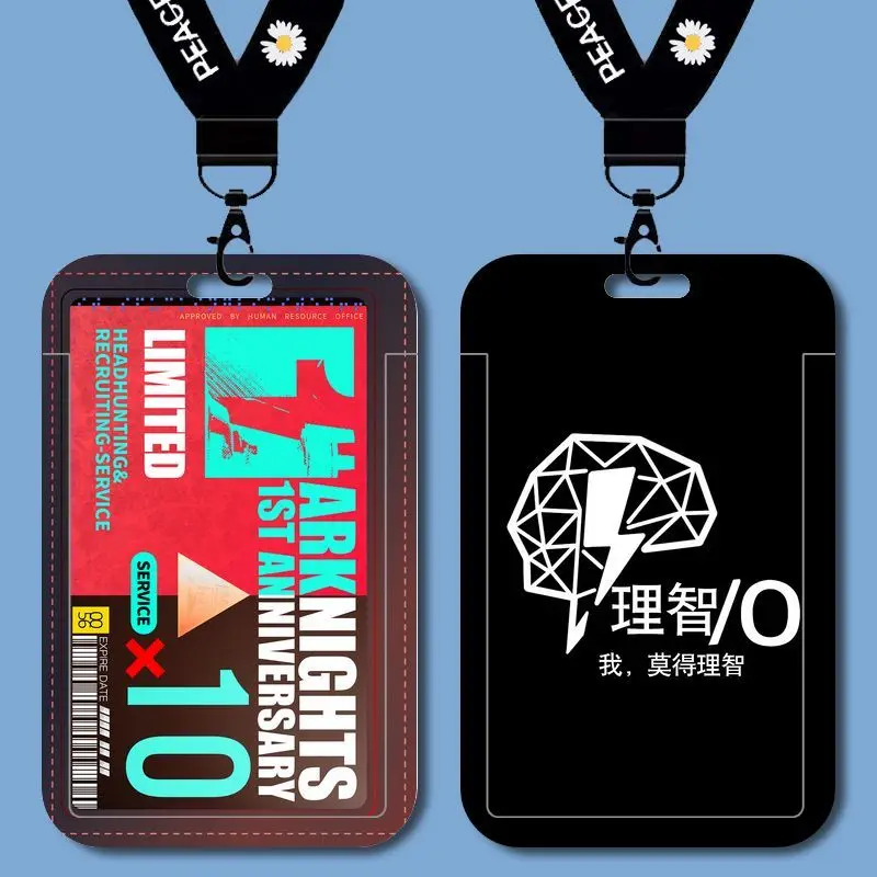 Arknights Amiya Kal'tsit Theresa Tempat Kartu Periferal Anime Kepribadian Kreatif Kartun Bernilai Tinggi dengan Tempat Kartu Tali