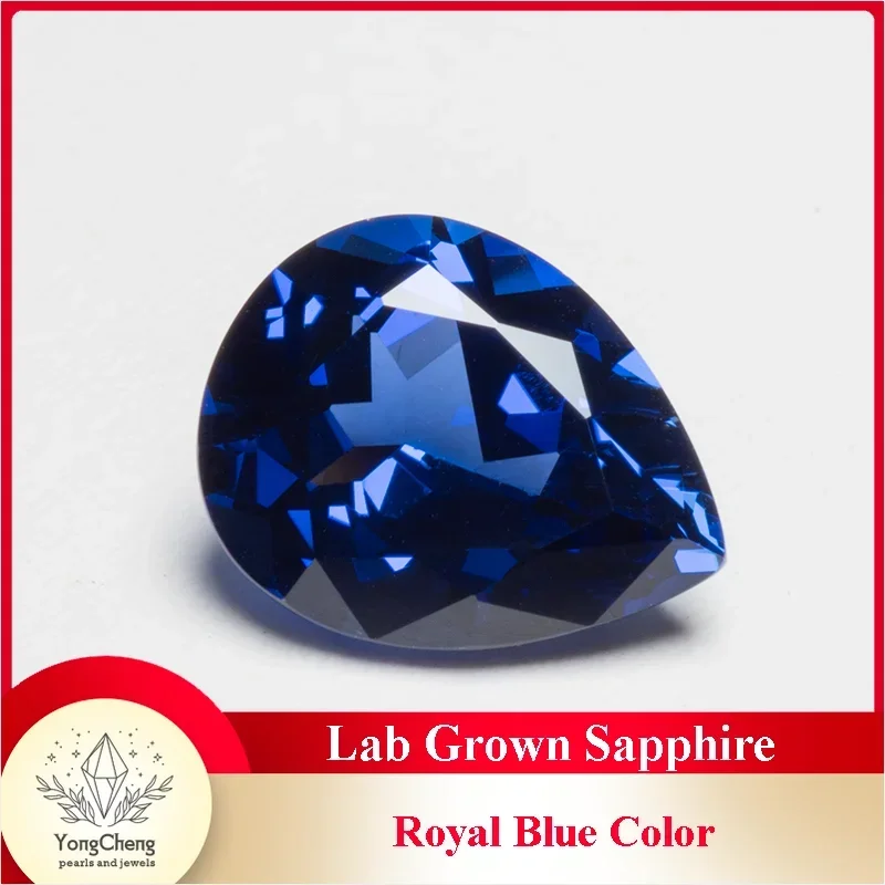 

Lab Grown Sapphire Pear Shape Royal Blue Color Top Quality Pendant Gemstone for DIY Jewelry Making Selectable AGL Certificate