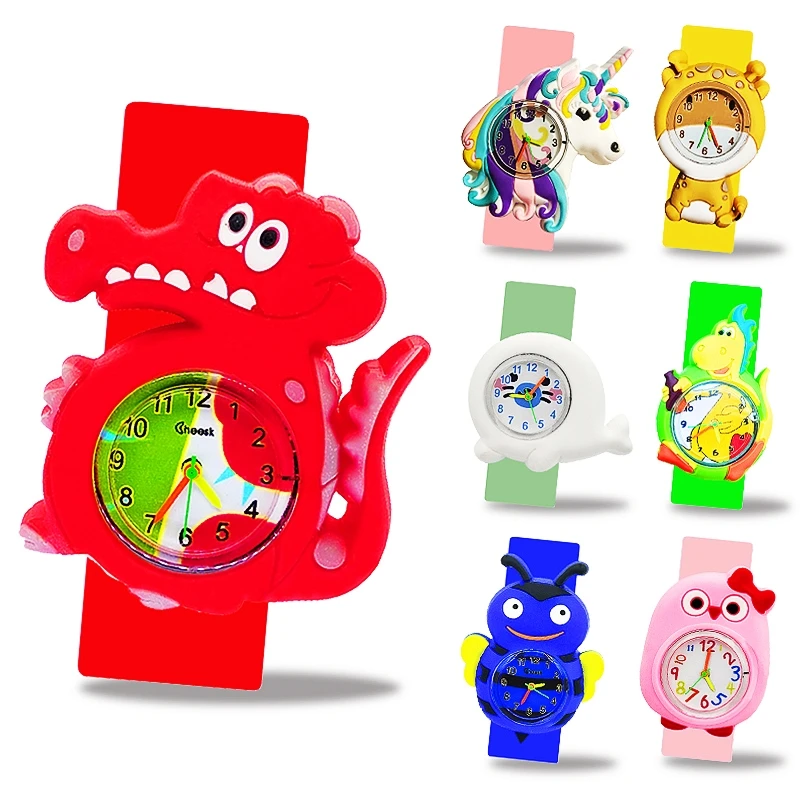 Boys Girls Watches Children Kindergarten Party Gift Baby Toy Digital Wristwatch Slap Bracelet Cartoon Kids Watches Clock