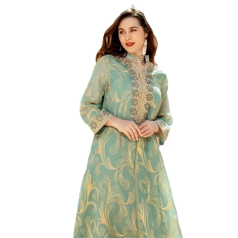 

Eid Djellaba Embroidery Abayas for Women Muslim Evening Party Dress Dubai Kaftan Kebaya Femme Musulmane Vestidos Islam Jalabiya