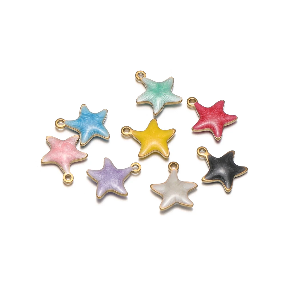 

20 шт. 10x12 мм из нержавеющей стали, эмалированные серьги со звездами, подвески, оптом для DIY, ожерелье ручной работы, ювелирные изделия, ремесла, фурнитура