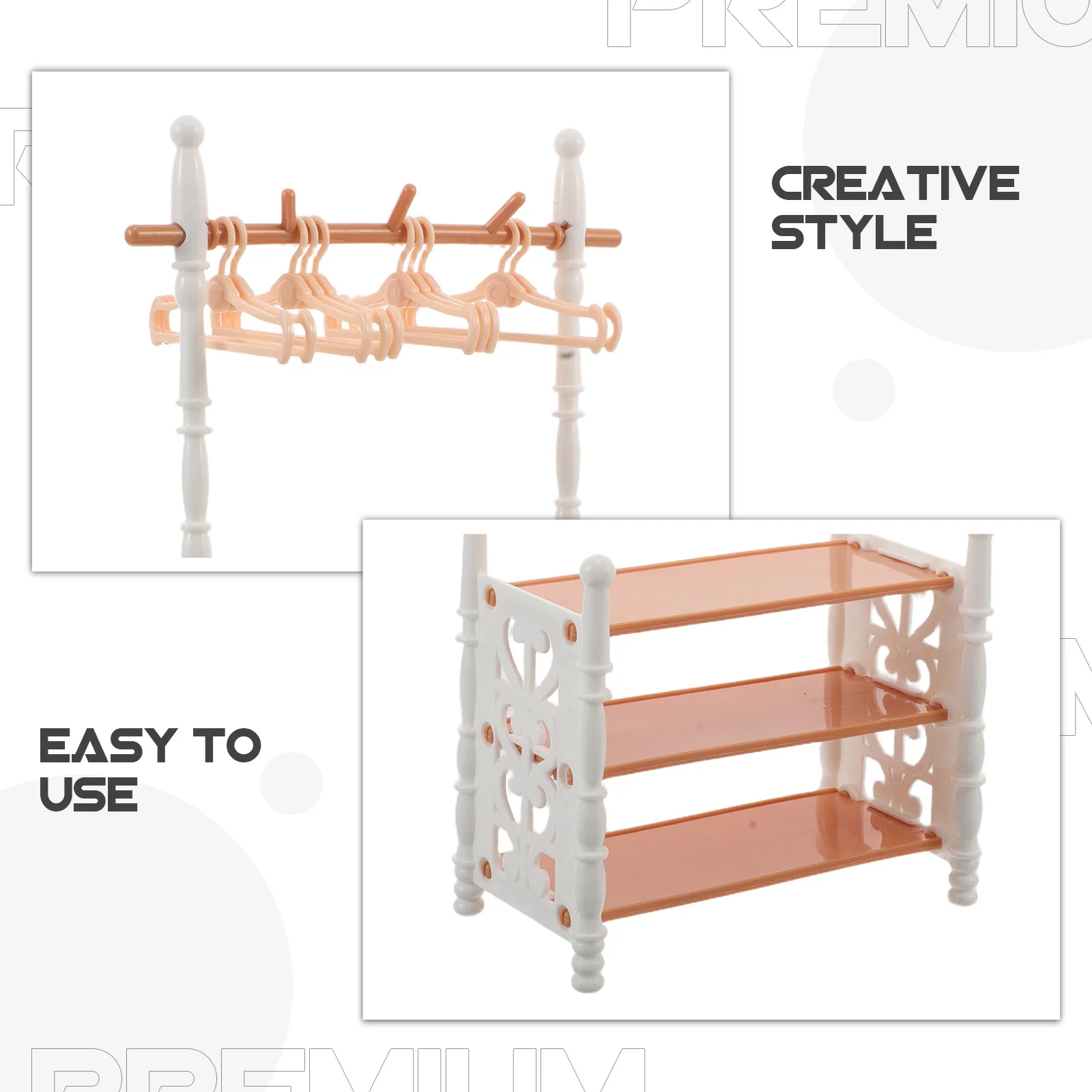 1 conjunto de casa de bonecas mini armário de sapato com mini cabide rack elegante pequena casa móveis para jogar criativo e organização