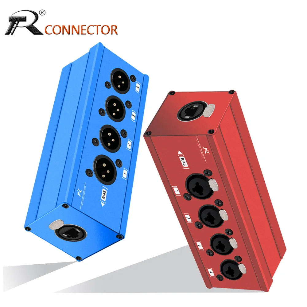 1pc 4 Channel Multi Network 3Pin XLR to Ethercon-Compatible RJ45 Cat5 Ethernet Extender for Live Stage,Audio Recording Studio