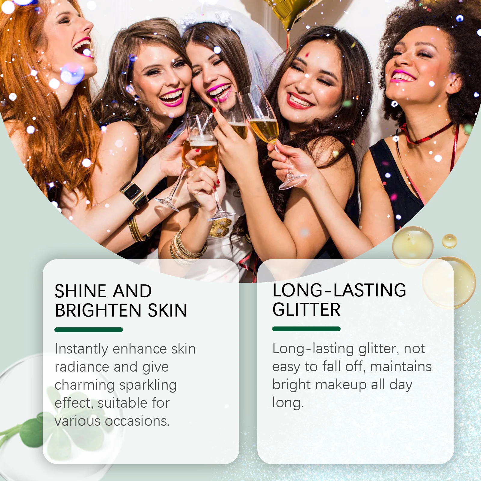 ハイライタースプレー — 自然な輝き、長時間持続する強烈な輝き、シマーパウダー