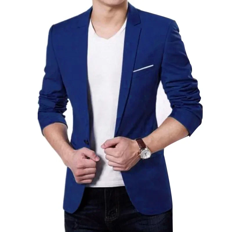 Brand New Men's Jackets Casual Suit Male Gentleman Slim Fit Formal Button Down Blazers Soft Jackets Solid Color Comfortable Tops