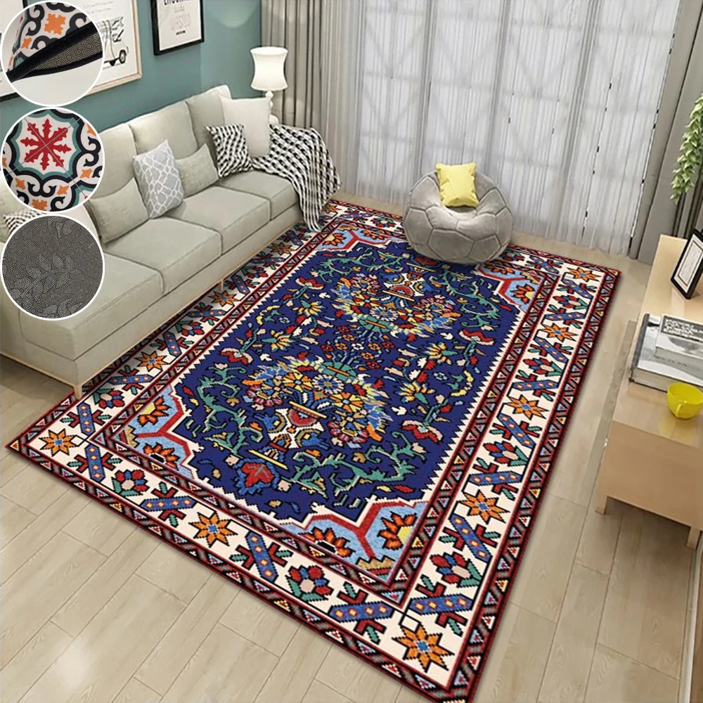 Bohemian Home Carpet Vintage Living Room Sofa Dirt Resistant Non-Slip Mat Bedroom Decoration Carpet Alfombra De Estilo Nacional