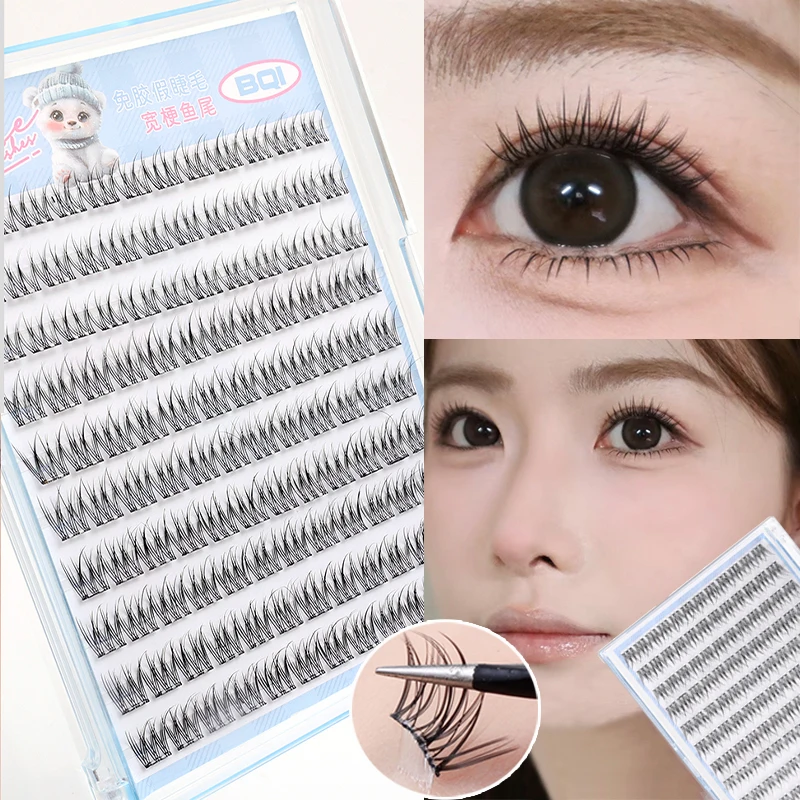 120 Clusters/Box Self-Adhesive False Eyelashes Soft and Light Single Cluster DIY Natural Trilogy Comics False Eyelash Reusable