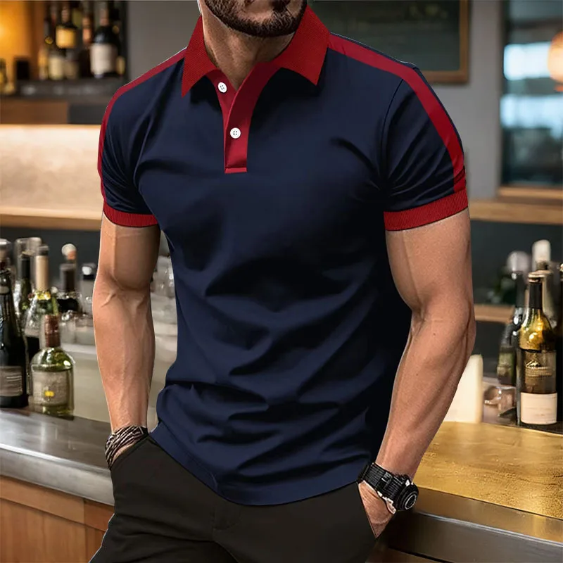 Polo de manga corta para hombre, camiseta informal de negocios con cuello, transpirable, talla grande, europea y americana, Verano