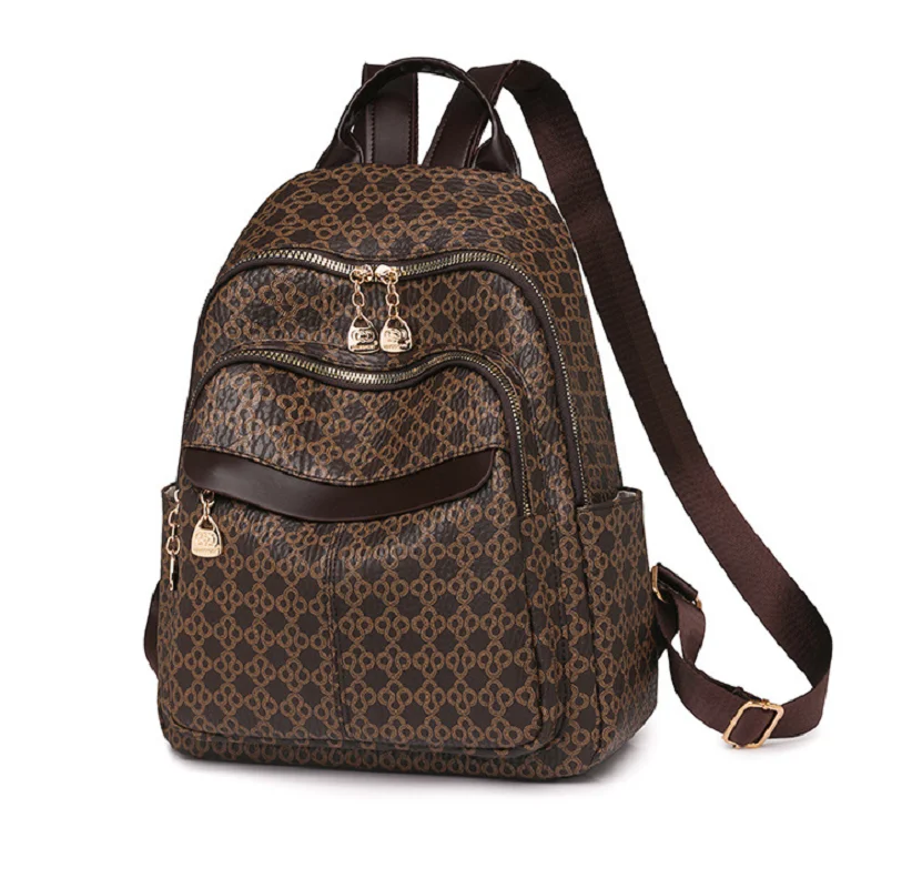 

New Korean Fashion Large Capacity Soft Leather Travel Backpacks Women's Double Zipper Shoulder Bags Crossbody Bag School Bag