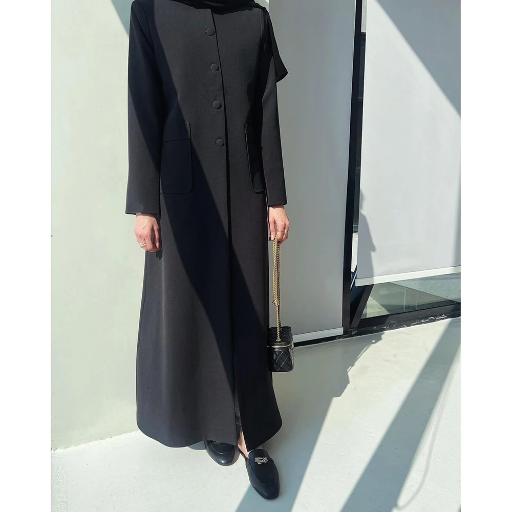 Black Muslim Women Luxury Abayas Blazer Single Breasted Long Jacket 1 Piece Formal Office Female Clothing Custom Coat 2024