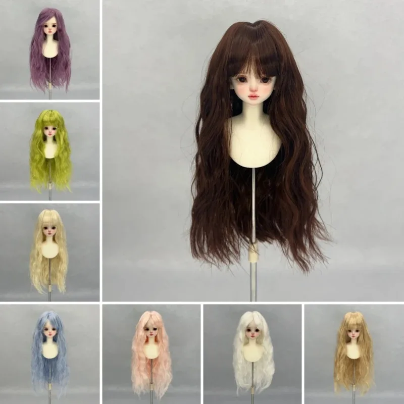 

New 1/3 1/4 1/6 BJD Doll Wig High Temperature Long Wave Curly Hair with Bangs for Girls DIY Makeup Doll Dress Up Accessories
