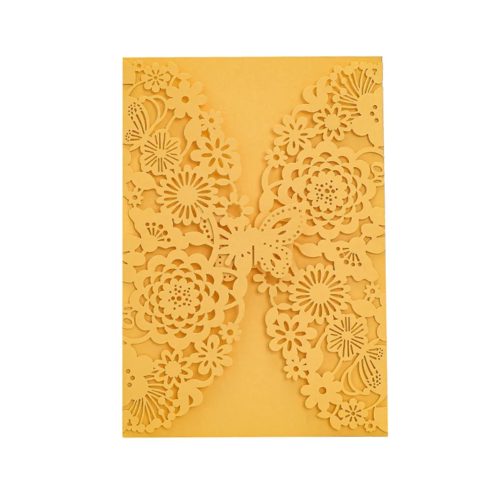 

50pcs Flower 3D Invitation Card Hollow Out European Style Hollow Out Invitation Cards Decorative Butterfly Greeting Card Wedding