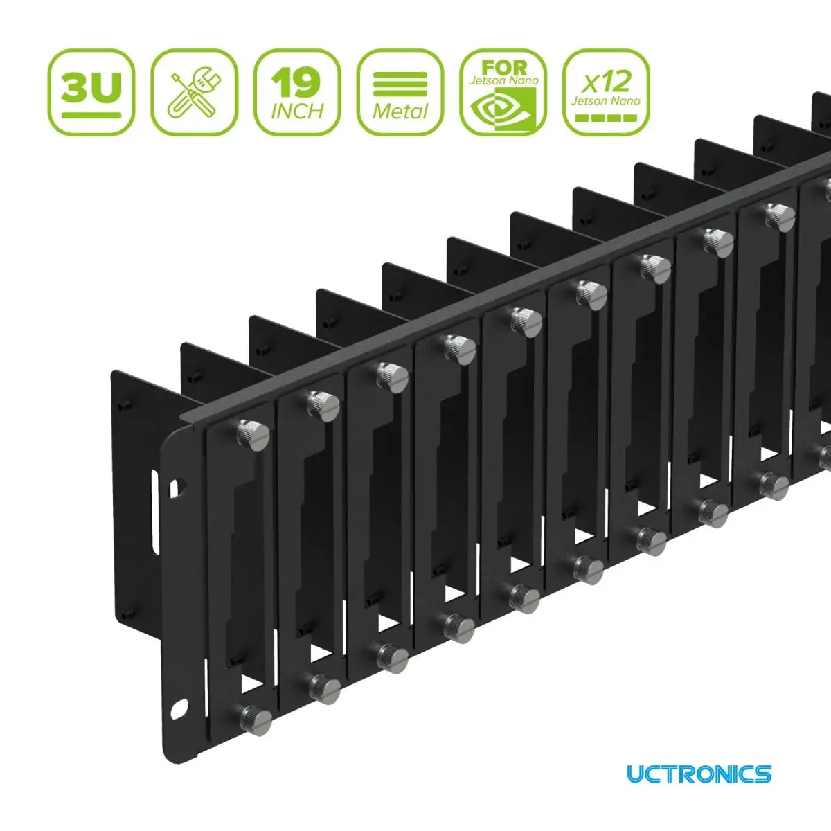 Imagem -02 - Rack para Jetson Nano 19 Rackmount Suporta até 12 Unidades Compatível com Todos os Nvidia Jetson Nano A02 B01 2g Devel Uctronics3u