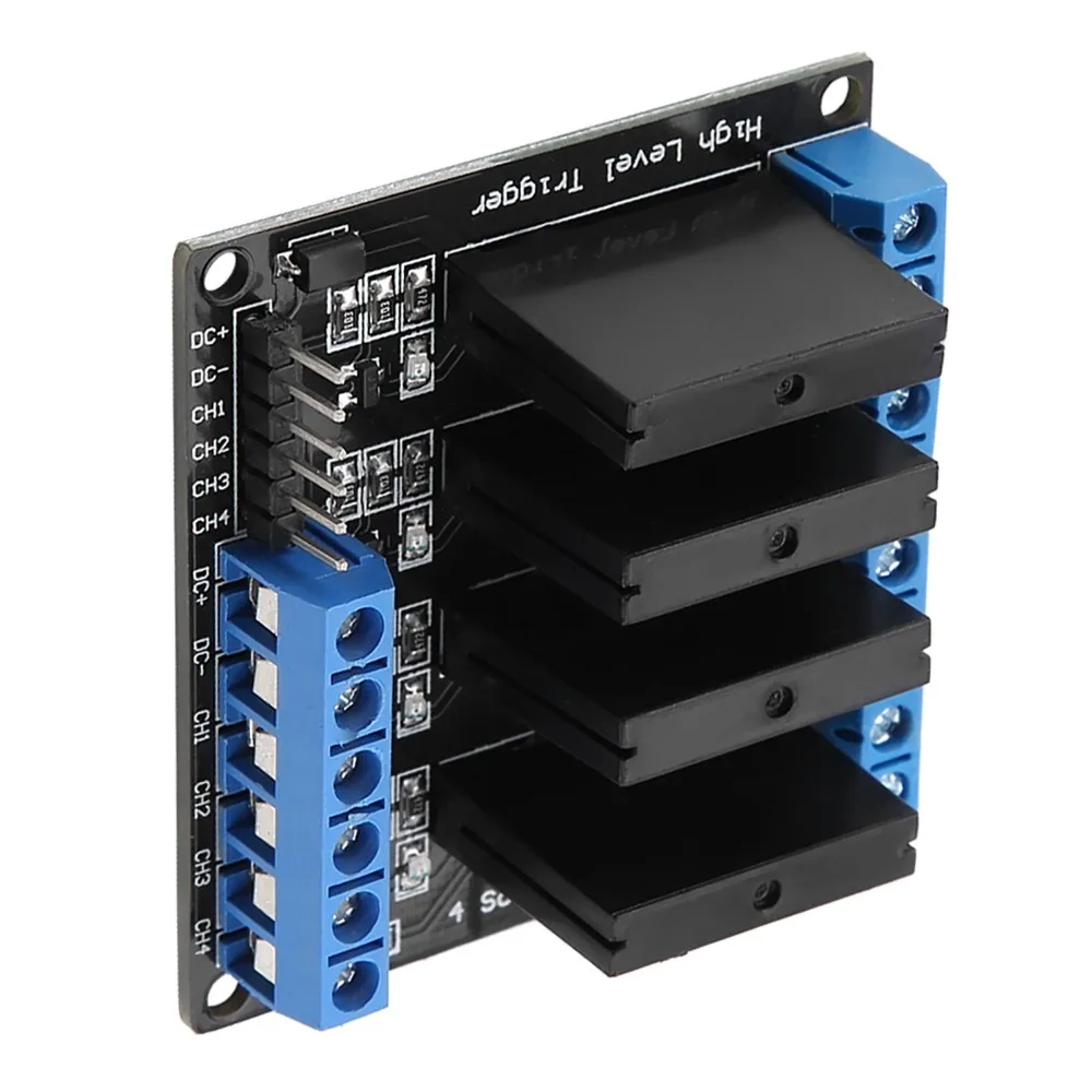 4 Channels Solid State Relay Module 5V 240V 2A 4 Channels Solid State Relay Module with Fuse High Level Trigger