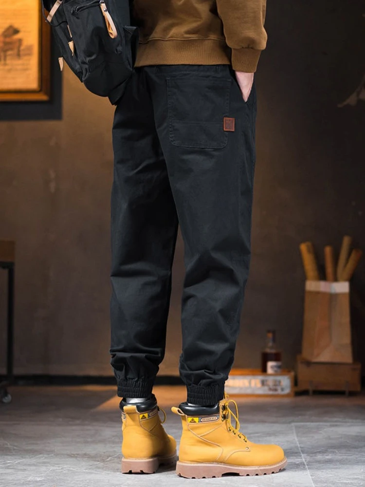 

Outdoor Cargo Pants for Men Hiking Spring and Autumn Harem Plain Korean Style Fashion Regular Fit Loose Aesthetic Trousers Man