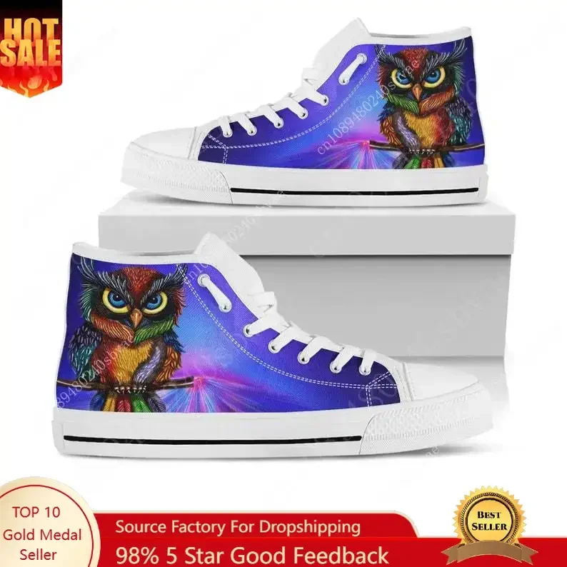 

Owl High Top Shoes Mens Womens Teenager Sneakers Canvas High Quality Outdoor Daily Sneaker Custom Made Couple Shoe