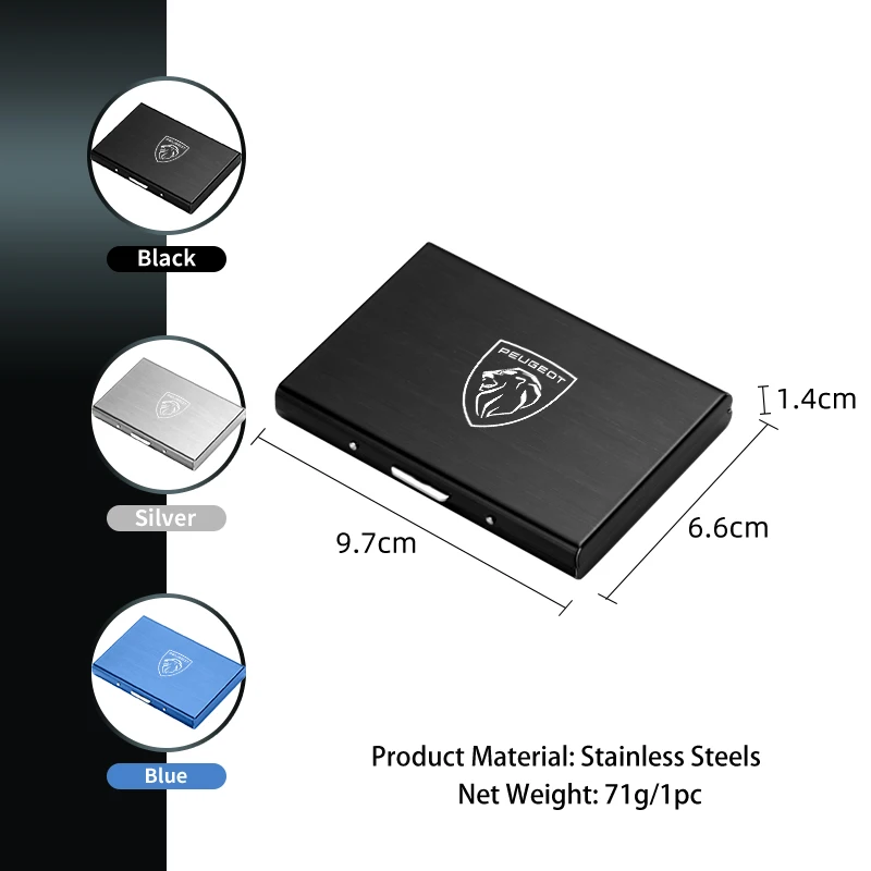 حامل بطاقة الأعمال الفولاذ المقاوم للصدأ حافظة بطاقات الهوية سليم محفظة معدنية لبيجو 206 307 308 3008 207 208 407 508 2008 5008 4008 #2