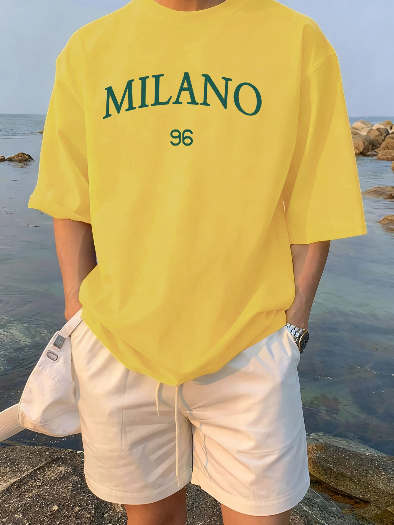 

Мужские удобные топы с круглым вырезом Milano Number 96, летние дышащие футболки, базовая уличная хлопковая модная футболка с короткими рукавами