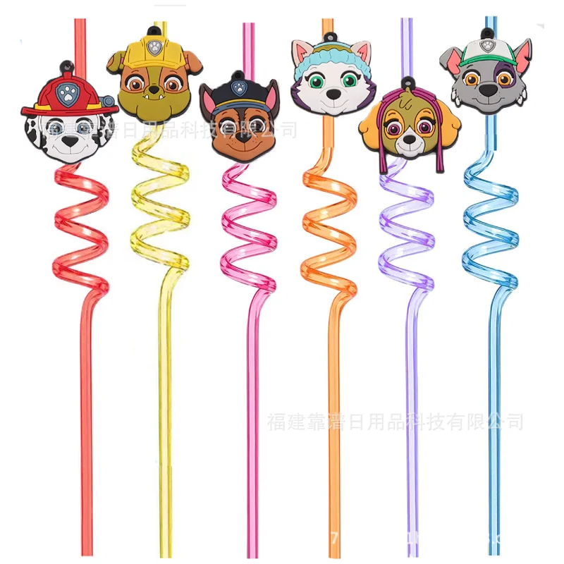 Paw Patrol Skye Drinking Straws Kids Boys Girls Birthday Party Decoration Baby Shower Cartoon Anime Chase Party Supplies Gifts