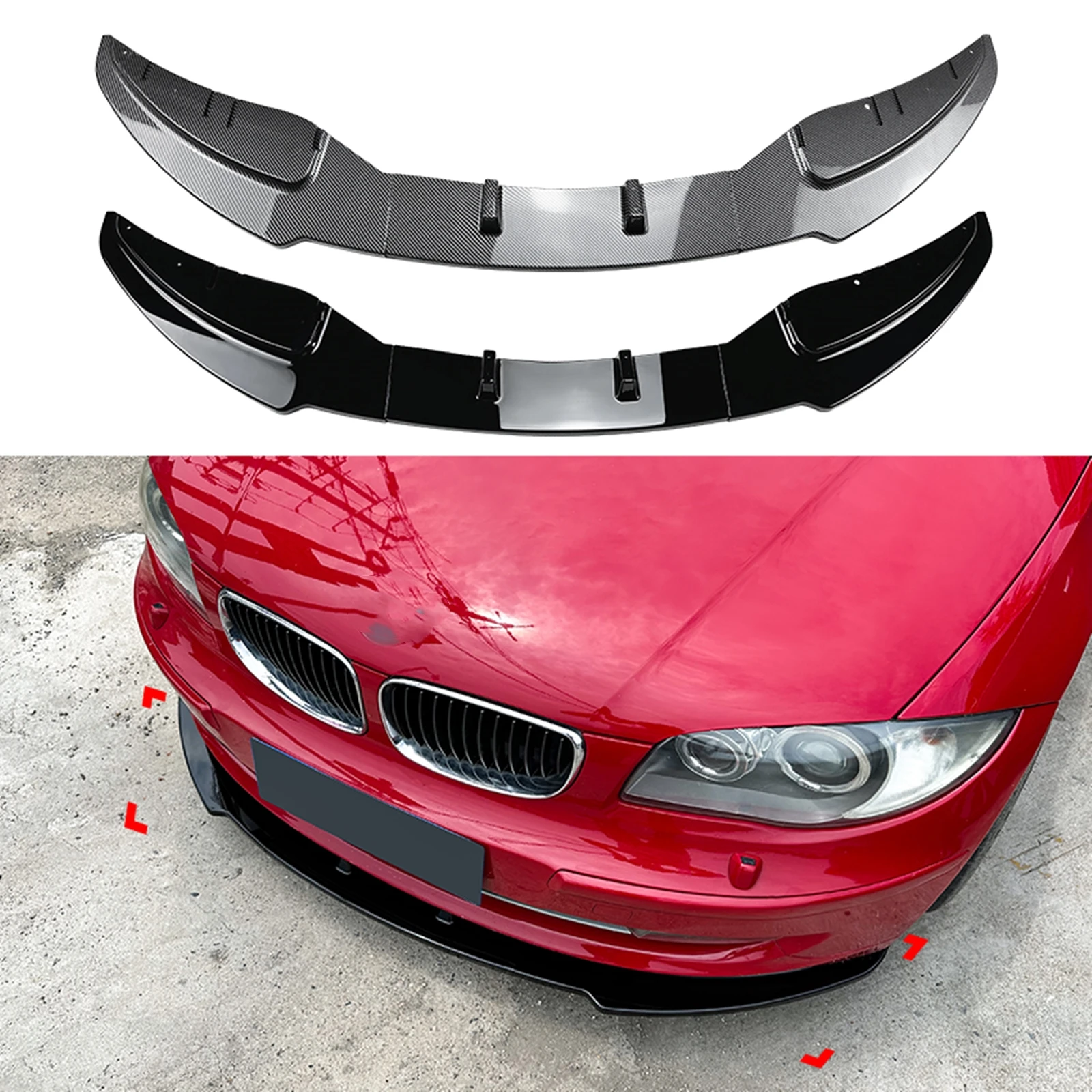 Front Bumper Splitter Lip Lower Spoiler Blade Kit For BMW 1 Series E81 E82 E87 E88 LCI 2008-2011 118i 120i 125i 135i Version