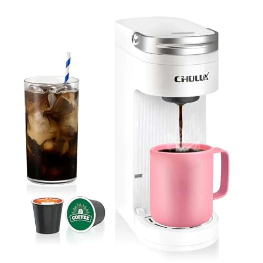 

Slim Single Serve Coffee Maker for K Pod, One Cup Coffee Maker Fits 7.3" Travel Mugs, Coffee Machine with 6 to 12oz Brew Sizes