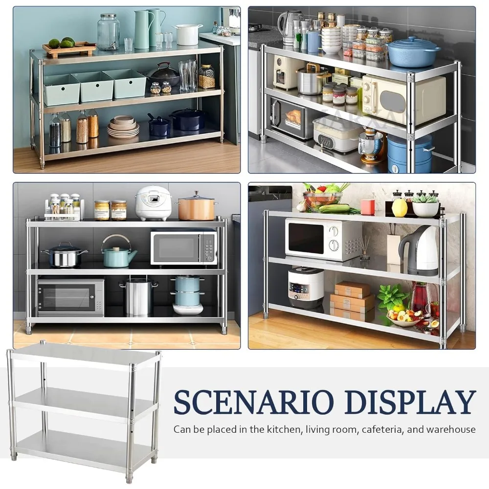 Mehrzweck-Aufbewahrungsregal aus Edelstahl 304, Organizer für Küchenkochgeschirr, bodenstehendes Mikrowellenregal
