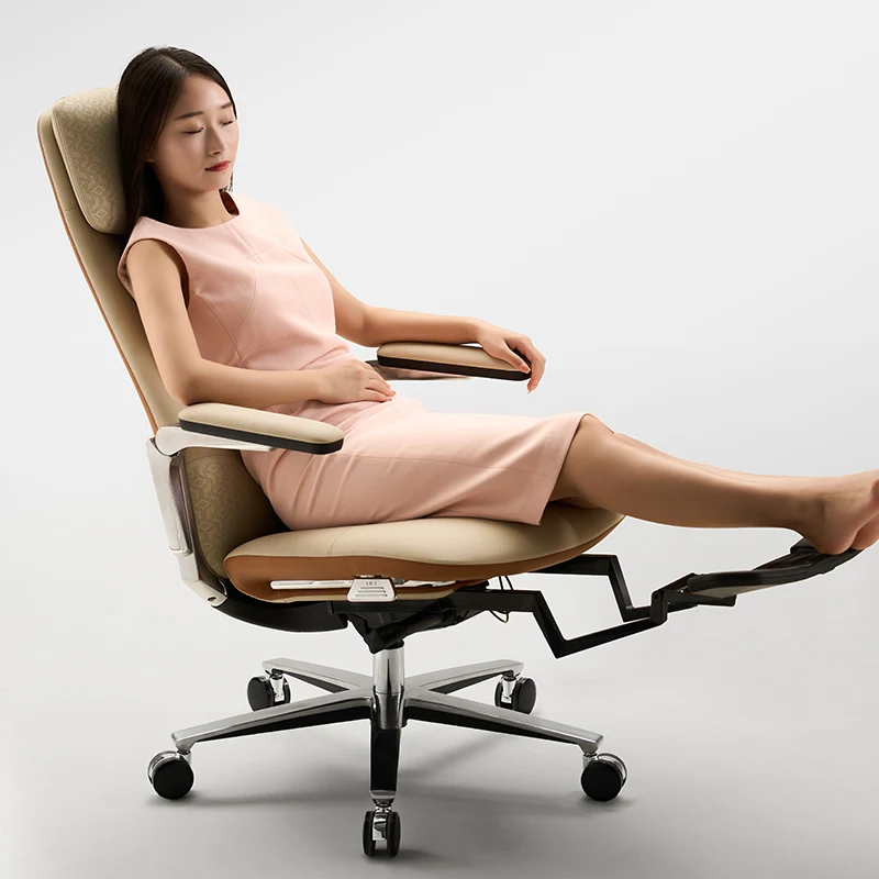 Ottoman Headrest Office Chair Wheels Armrest Nordic Leather Design Ergonomic Chair Recliner Portable Sillas De Oficina Furniture