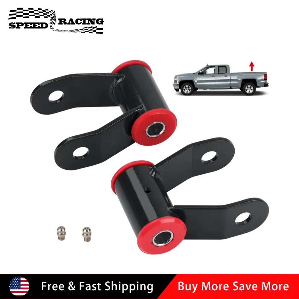

710515 1-1.5" Steel Rear Shackles Lift Kit Black For 1988-2018 Chevy Silverado GMC Sierra 1500 2WD 4WD Truck