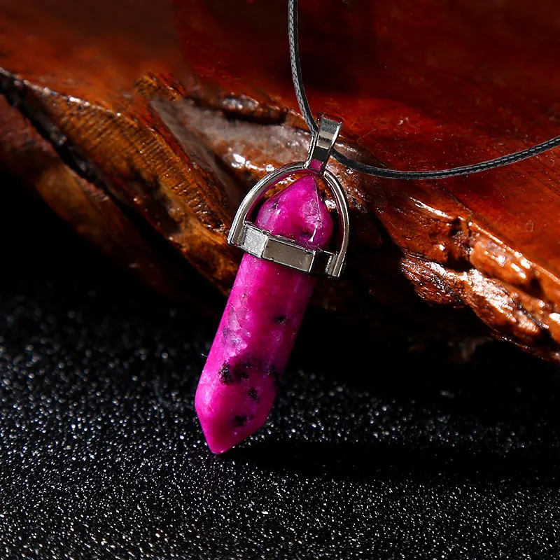 Mode Sechseckige Spitze Reiki Chakra Stein Anhänger Halskette für Frauen Mädchen Schmuck 18 zoll Kette klobigen Anhänger Geschenk Großhandel – Detail 9