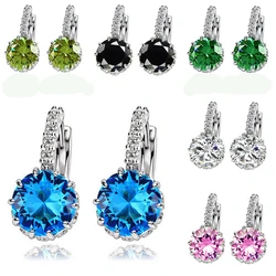 Fashion Colorful Gems Cubic Zirconia Stud Earrings For Women Vintage Crystal Earrings Statement Women Wedding Jewelry