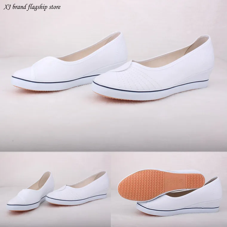 

XJ Nurse shoes women's white sloping heel soft sole 2024 new white shoes autumn and winter old Beijing cloth shoes flat bottom